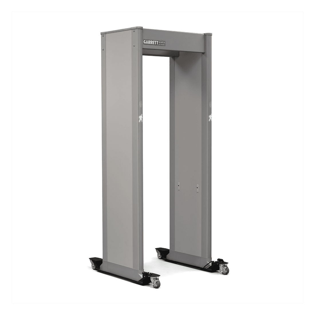 Garrett PD 6500i walk-through metal detector on rolling caster base